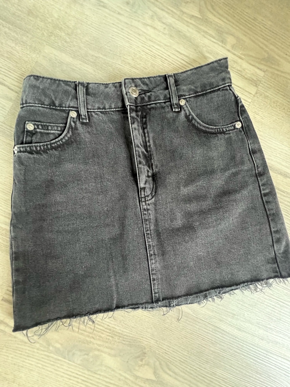 Topshop Black Denim Mini Skirt